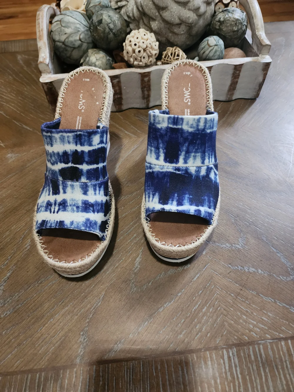 Blue Tie-Dye Toms Wedge Slide
